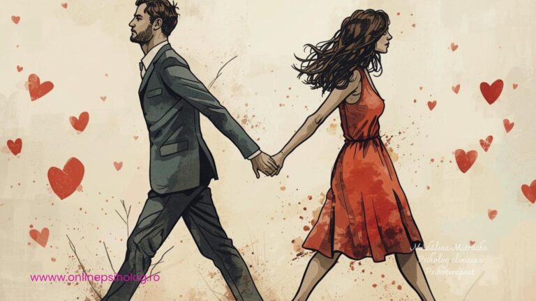 Cuplu care se ține de mână dar se îndepărtează, simbolizând diferența dintre iubire și compatibilitate în relație.