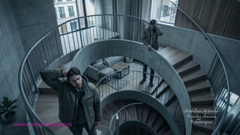 Grafic conceptual reprezentând ciclul conflictelor repetitive în cuplu și nevoile emoționale ascunse.